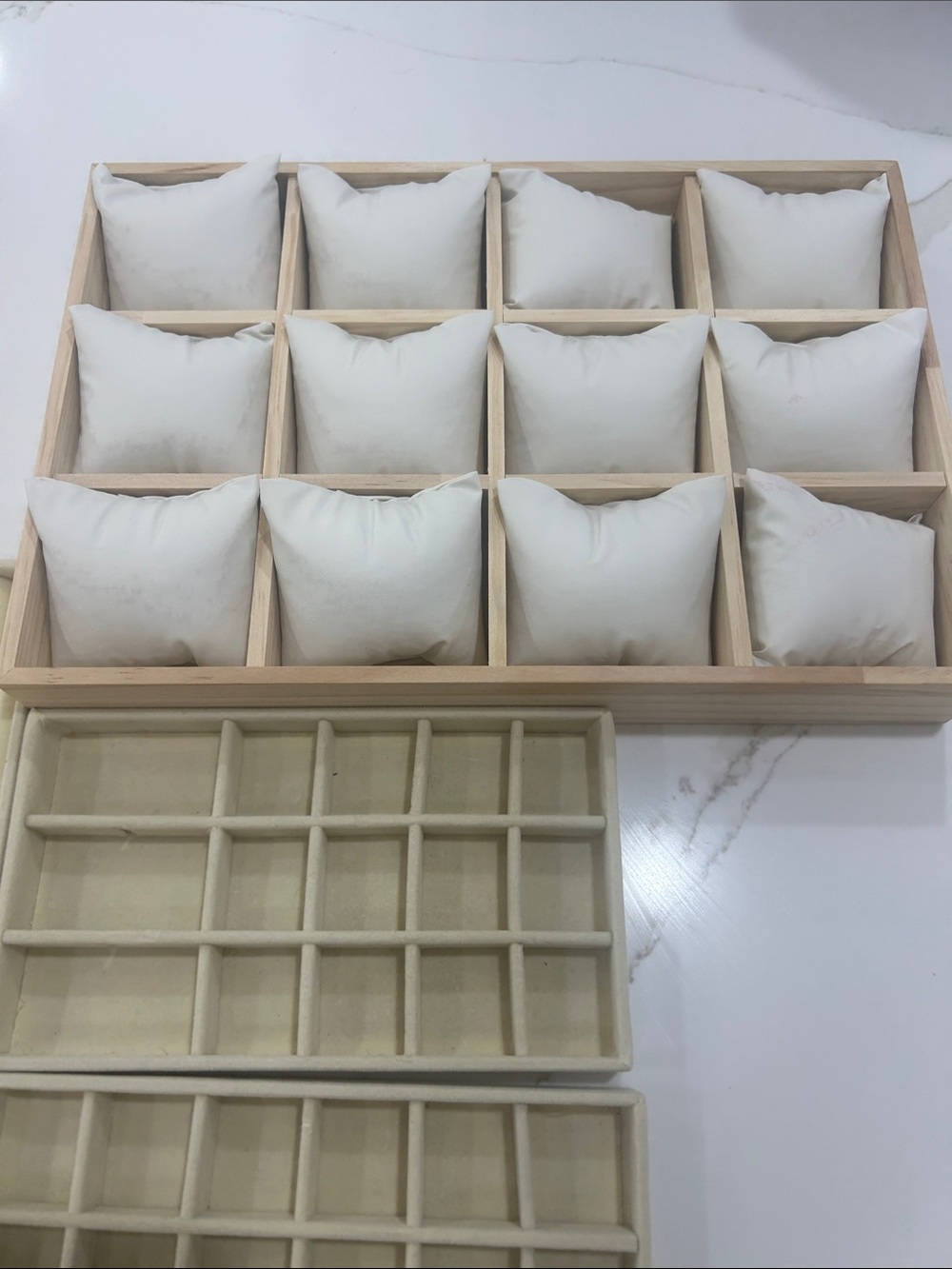 Neutral Cream and Natural Wood Jewelry Organizer Set by - Picture 2 of 4